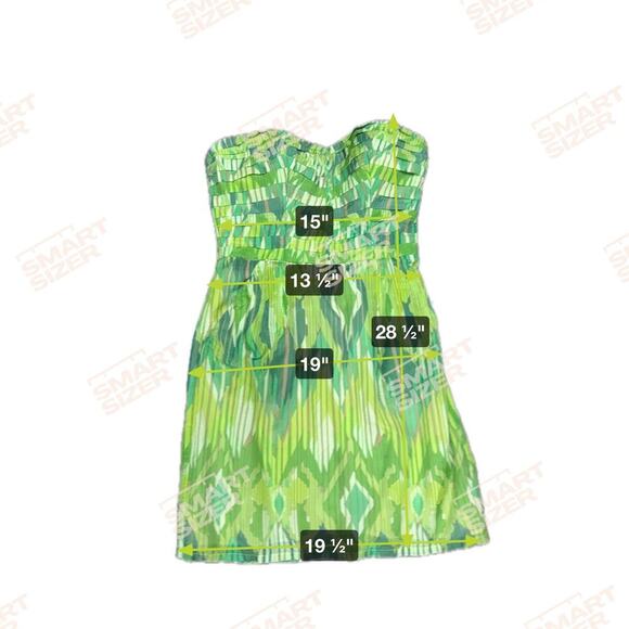 New CHARLIE JADE Green Strapless Pleated Sweetheart Bodice Mini Dress Women's M - Picture 7 of 10
